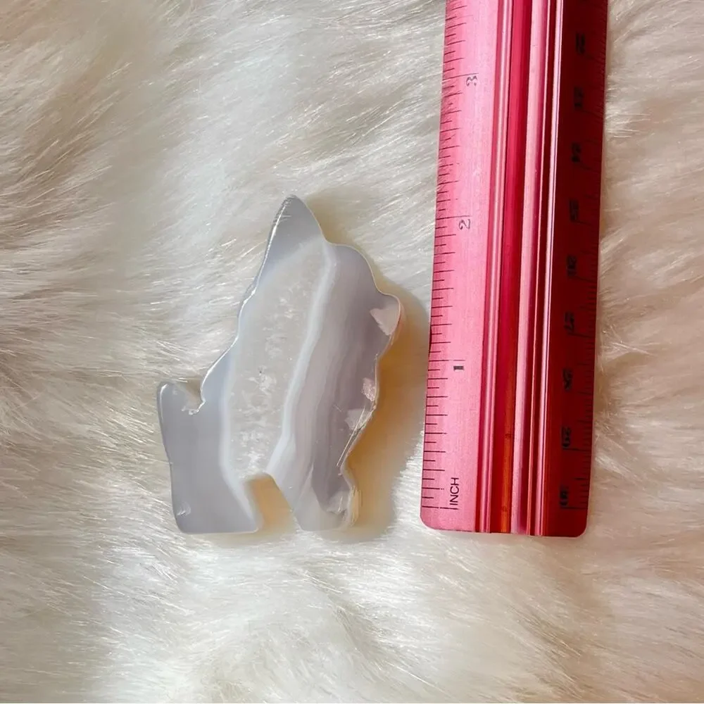 Blue Flower Agate French Bulldog Slice